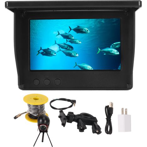Détecteur de poissons 4,3 pouces écran IPS 2000cd caméra de pêche 195° grand angle IP68 étanche extérieur 20m / 65,62ft prise US