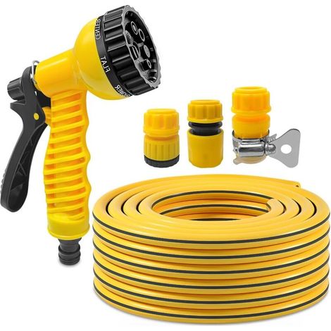 Pistolet d'arrosage, Pistolet d'Arrosage et Pulvérisateur de Jardin Multifonctionnel, 7 Modes de Pulvérisation avec 3 Interface et un tuyau d'arrosage de 5 m, pour Pelouses, Voitures (1/5)