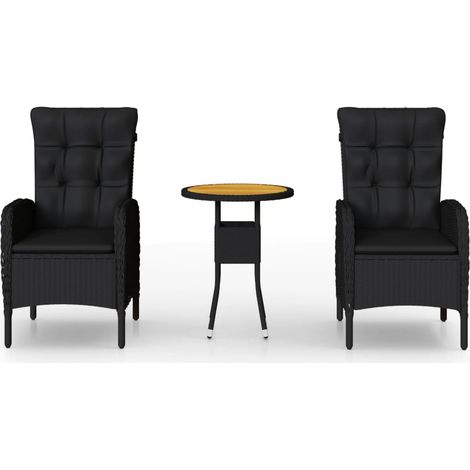 Maison Exclusive - 3-tlg. Garten-Bistro-Set Poly Rattan Schwarz