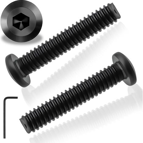 25 vis m5, inox 304, tête plate cylindrique, noire, avec clé hexagonale, pour machines et meubles (1/5)