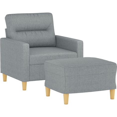 Fauteuil avec repose-pied Gris clair 60 cm Tissu vidaXL (1/5)