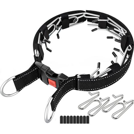 Collier de dressage à pointes pour chiens avec protection en nylon amovible et boucle à ouverture rapide, pointes supplémentaires pour chiens de grande, moyenne et petite taille (L). (1/5)