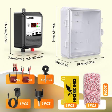 Electriseur de Clôture Électrique 12V 230V 12 kV pour Animaux Chevaux Vaches Moutons Clôture Électronique Étanche IP65 pour Ferme et Élevage Jusqu'à 10 km