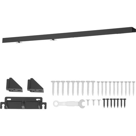 Mophorn Kit de Herrajes para Puertas Corredizas 152,4 cm, Riel Doble de Aleación de Aluminio, Compatible con Sistemas de 2 Puertas de 25-45 mm de Grosor y 762 mm de Ancho, Color Negro (1/5)