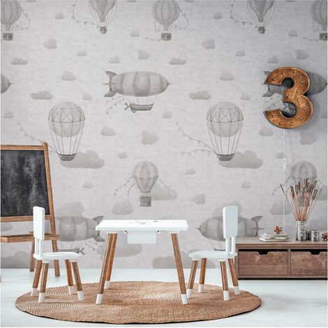 Photo wallpaper wall Profhome 770612 non-woven wallpaper smooth with pattern for kids matt grey dark grey 1,59 m x 2,8 m (1/5)