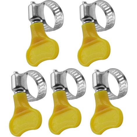 Lot de 14 colliers de serrage jaunes en acier inoxydable,réglables à vis moletée,diamètre 10-16 mm,largeur 8 mm (1/5)