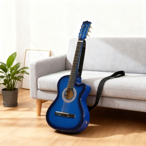Pack guitare électrique kit guitare électrique avec sac bleu et noir médiators corde câble sangle 96.5x35.8x8.5cm design moderne