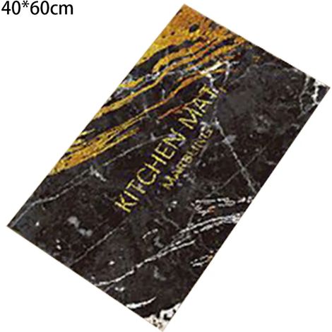 Tapis de salle de bain antidérapant - Tapis de bain absorbant - Tapis de salle de bain séchage rapide pour la maison (Marbre noir et or, 4060) (1/4)