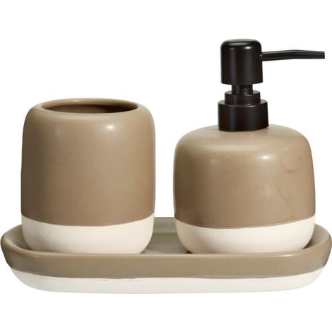 Distributeur de savon et gobelet à brosses à dents sur support en céramique THE PASTELS