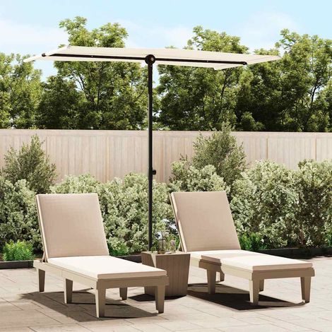 vidaXL Sombrilla de jardín con palo de aluminio blanco arena 180x110cm (1/5)