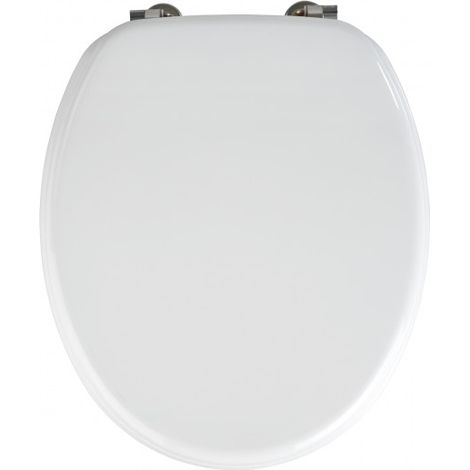 WENKO WC-Sitz Valencia Weiß, Weiß, MDF weiß , Edelstahl rostfrei silber matt (1/5)