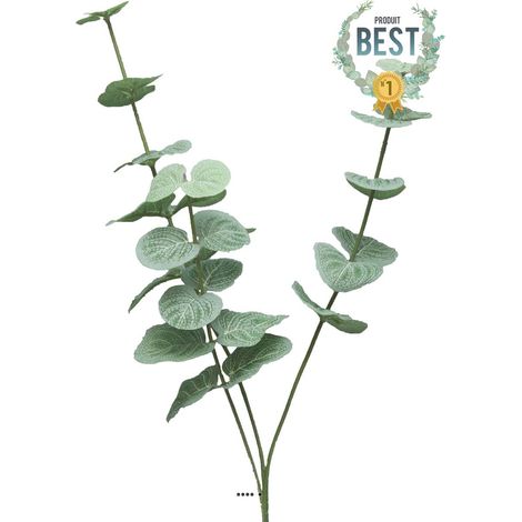 Eucalyptus artificiel en branche, 3 ramures, H 60 cm - BEST (1/4)