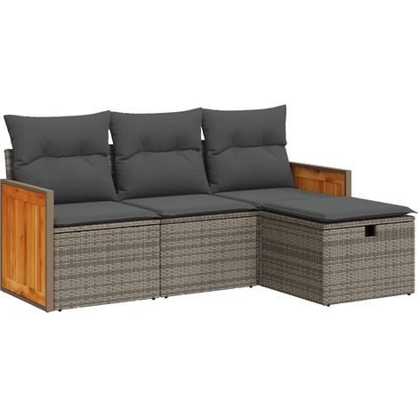 Maison Exclusive - 4-tlg. Garten-Sofagarnitur mit Kissen Grau Pol