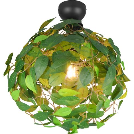Plafonnier décoratif vert/noir feuilles Ø38cm E27 RL (1/3)
