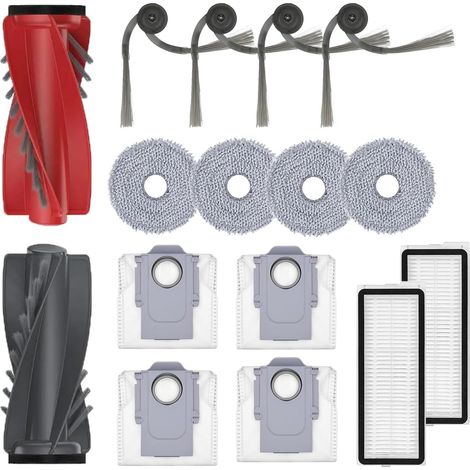 Kit d'accessoires pour roborock Qrevo Curv/Qrevo Edge, 1 brosse roulante, 4 sacs à poussière, 4 lingettes, 2 filtres, 4 brosses latérales, pièce de rechange pour robot aspirateur (1/5)