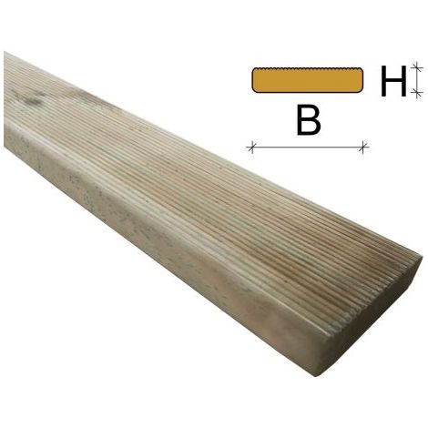Listone per pavimento 1,9x9,3x240 cm una faccia liscia ed una rigata in legno impregnato