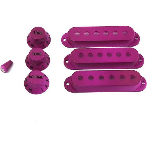 Kit d'accessoires de rechange pour guitare Stratocaster : capots de micros, boutons et embouts de sélecteur.-Purple (1/4)