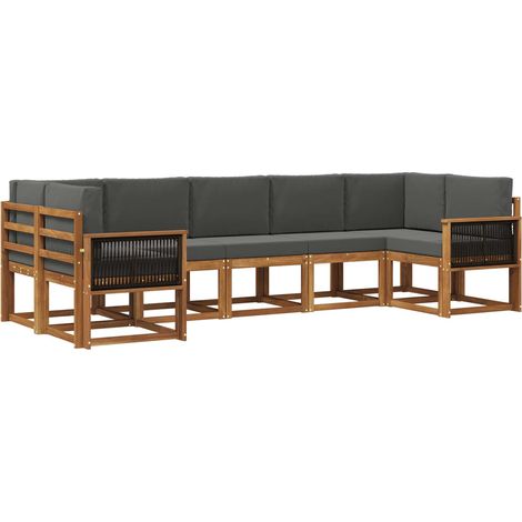 Outdoor Sofa Set 7 pcs Natural and Anthracite Solid Acacia Wood vidaXL (1/5)