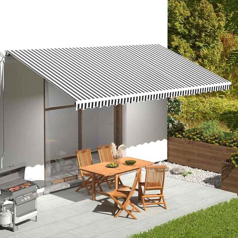 vidaXL Tessuto di Ricambio per Tenda da Sole Antracite e Bianco 600x300 cm Poliestere (1/5)