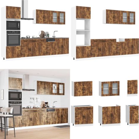 vidaXL 7-tlg. Küchenschrank-Set Kalmar Räuchereiche Holzwerkstoff (1/5)