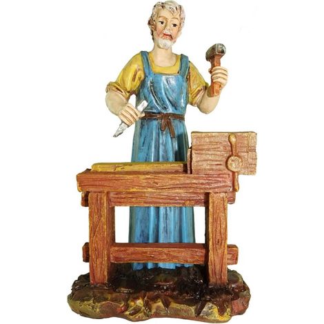 FALEGNAME AL BANCO DI LAVORO IN RESINA PER PRESEPE DA 12 CM (1/2)
