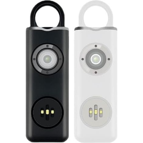 Safe Sound Personenalarm, 130 dB laute Sirene mit SOS-Blitz-LED-Licht, Karabiner, Ladekabel, laute Sicherheitssirene für Frauen, Männer, Kinder, Senioren (weiß)