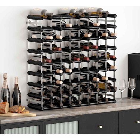 Casier à bouteilles pour 72 bouteilles Noir Bois de pin solide