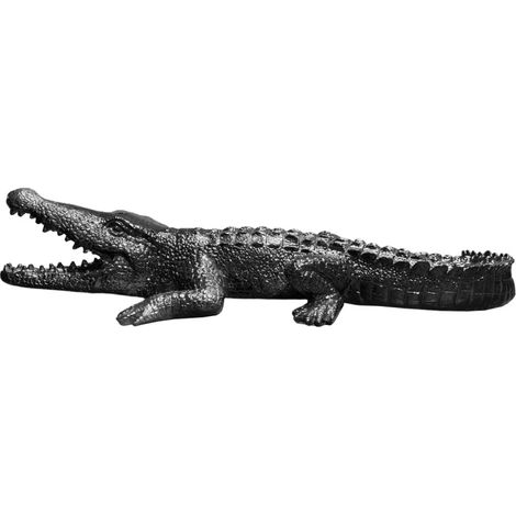 Statue crocodile gris anthracite en résine – Longueur 69 cm – Décoration intérieure originale – Finition peinte à la main – Meubletmoi