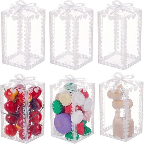 30 PCS 10.5x6x6cm boîtes de faveur de Mariage claires avec Motif Bowknot Rectangle PVC boîtes-Cadeaux Transparentes pour Bonbons Chocolat Saint Valentin Emballage Cadeau (1/5)