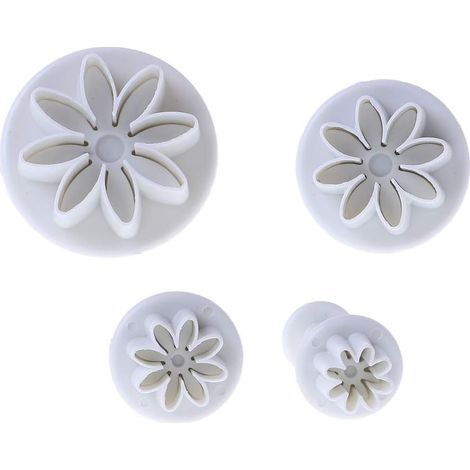4-Piece Plastic Daisy Cake Mold Set Chocolate Cookie Cutter Fondant Decorating Tool Album Stamp (1/5)
