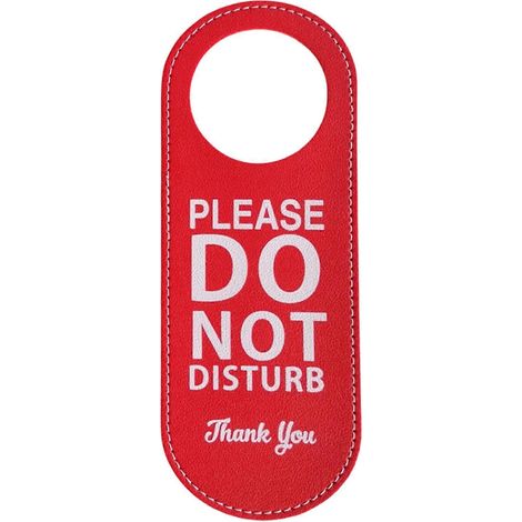 Panneau de porte réversible en similicuir « Ne pas déranger » pour bureau ou salle de conférence multicolore (rouge sur le devant vert sur le dos). (1/5)