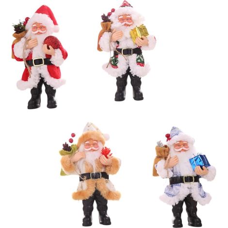 figurines de Père Noël en tissu et résine Décorations de