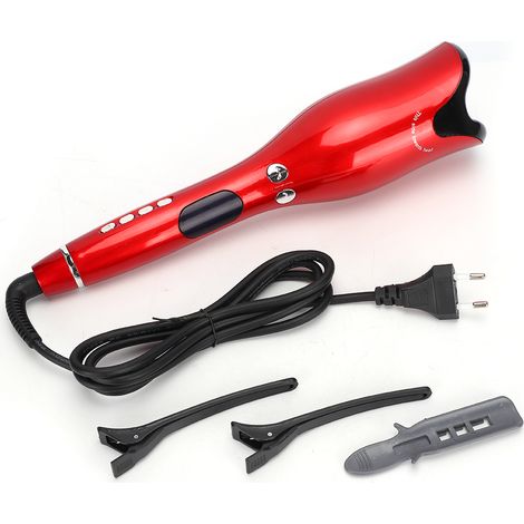 Fers à boucler automatiques électriques réglables, outil de coiffure avec prise EU 220V rouge (1/5)