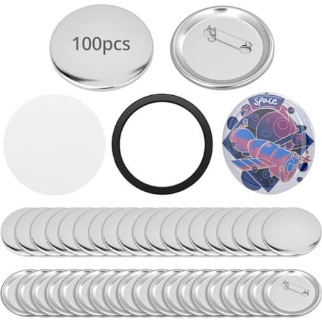 Lot de 100 Badge Personnalisable 58mm, Badges Vierges en Métal avec des Épingles pour Machine à Boutons (1/4)