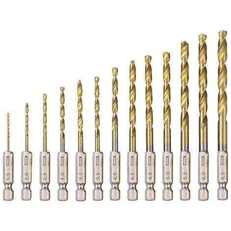 Set mit 13 HSS-Spiralbohrern mit Titanbeschichtung – Durchmesser 1,5 mm bis 6,5 mm – Für Metall und Hartholz – 13 Stück
