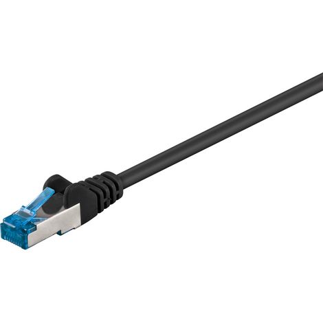 Goobay - Cable Patch Cat 6A S/FTP PiMF, Cable de Red 500 MHz, Cable LAN, Cable de Internet de Cobre Libre de halógenos, Conector RJ 45, Negro, 1m, 93685