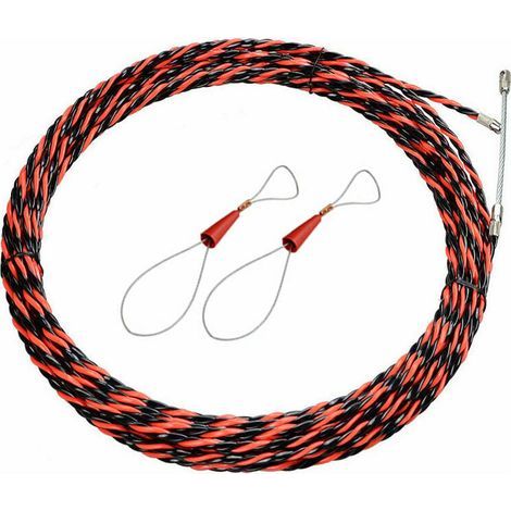 1jeu Aiguille Electricien 50M Tire Fil Electrique 5mm Diamètre Aiguille Tire Fil, rétractable d'installation pour tire Cable et rallonge en acier spiralé flexible tire fils electrique Tire fils d'élec (1/4)