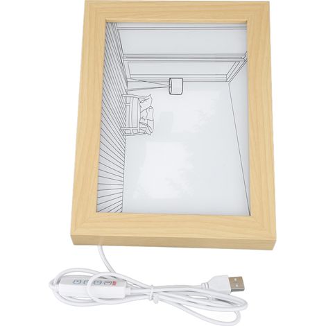 Cadre lumineux LED décoratif 3 couleurs réglables pour chevet salon chambre mur bureau décoration USB modèle S (1/5)
