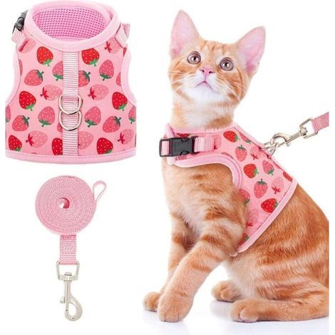 Harnais anti-fuite pour chat - harnais de promenade élégant en maille pour chat et chien, réglable pour chatons, chiots et petits animaux