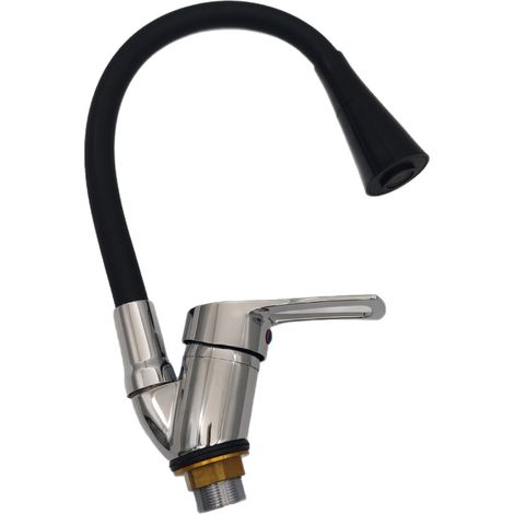 Robinet de cuisine à col flexible couleur, mitigeur pivotant 360° avec double jet et aérateur amovible pour évier (1/5)