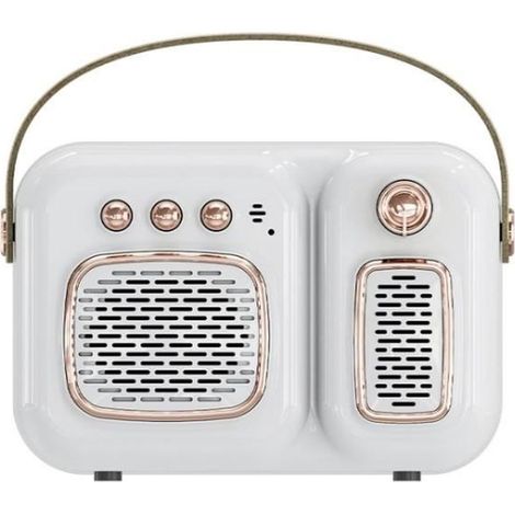 Enceinte Bluetooth Haut-Parleur Bluetooth Rétro Haut-Parleur Sans Fil Hifi Portable Avec Radio Fm Blanc