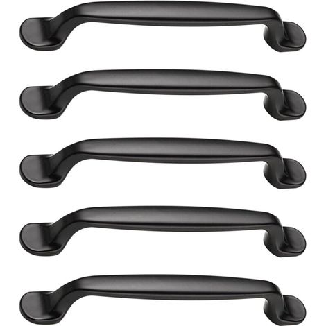 5 Pièces Poignée Meuble Noires, Poignée Entraxe 128mm,Poignée De Meuble En Alliage Aluminium, Pour Meuble, Tiroir, Armoire, Commode, Placard De Cuisine Et Chambre (1/4)