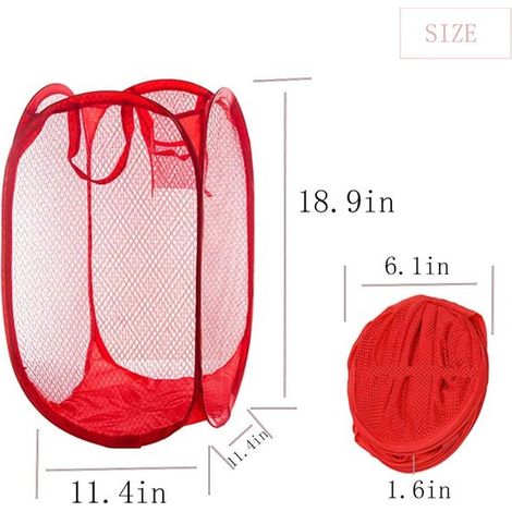 Cesta de ropa,4 piezas,30 × 30 × 46 cm,Clasificador de ropa,Caja de ropa plegable,Cesta de ropa de malla,Rojo,azul cielo y verde (1/4)