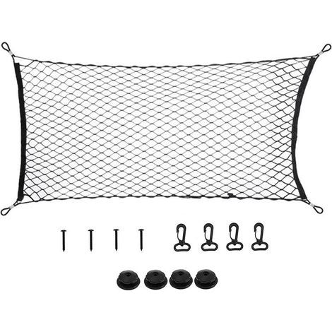 Filet de rangement pour voiture 120x70cm  Nylon extensible pour sécuriser bagages  Installation facile avec crochets inclus (1/3)
