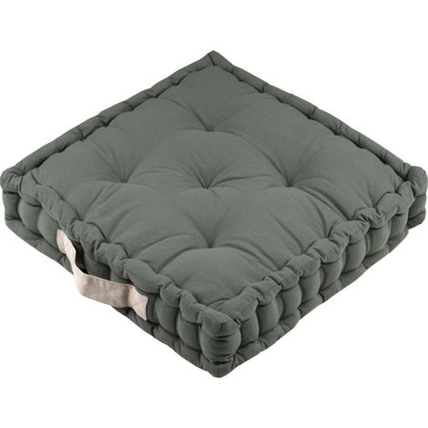 Coussin de sol 45x45x10 cm Duo vert lin 100% coton