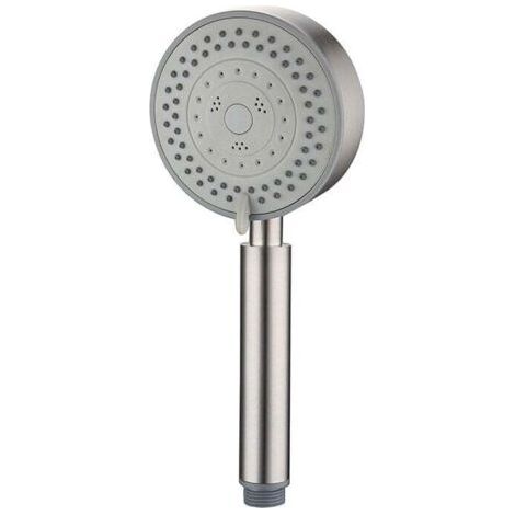 Soffione doccia ad alta pressione in acciaio inox 304, 5 modalità di getto con doccetta a mano e pulsante di accensione, doccia da bagno ad alta pressione e facile installazione.