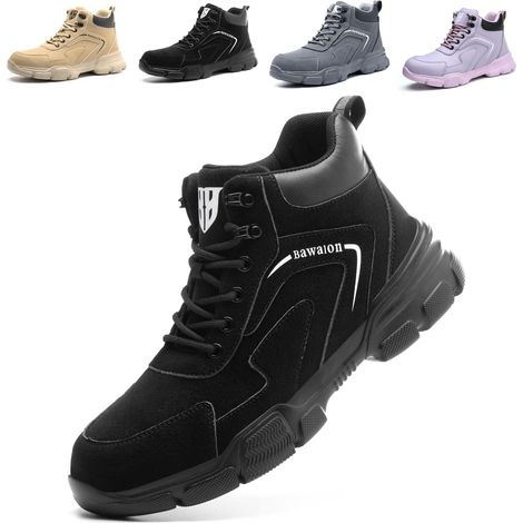 Chaussures de Sécurité Hommes Femmes Montante, Imperméable Bottines de Sécurité avec Embout en Acier Légère Antidérapant Bottines de Travail (1/5)