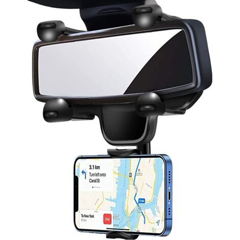 Support de Téléphone pour Rétroviseur de Voiture GPS Support Universel pour Téléphone de Voiture Réglages Gratuits à 360 °