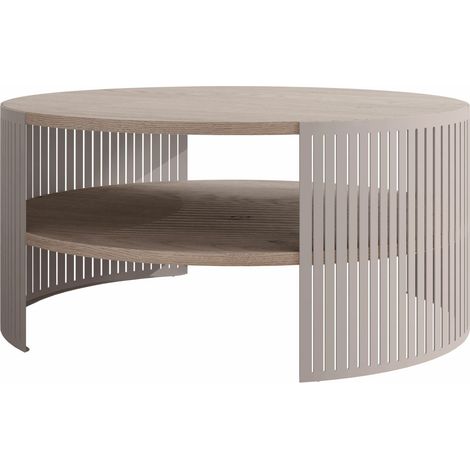 Mesa de centro Sordore 124, Cachemira + Luminoso madera, 40x0x0cm, Diámetro: 75, Aglomerado laminado, Redonda (1/3)