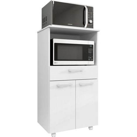 Pegane – Armoire de rangement blanche 2 portes 1 tiroir – Panneaux de particules mélaminés – Dimensions 61x49x118 cm – Fabrication espagnole (1/3)